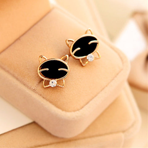 Cat Black Smile Stud Earrings